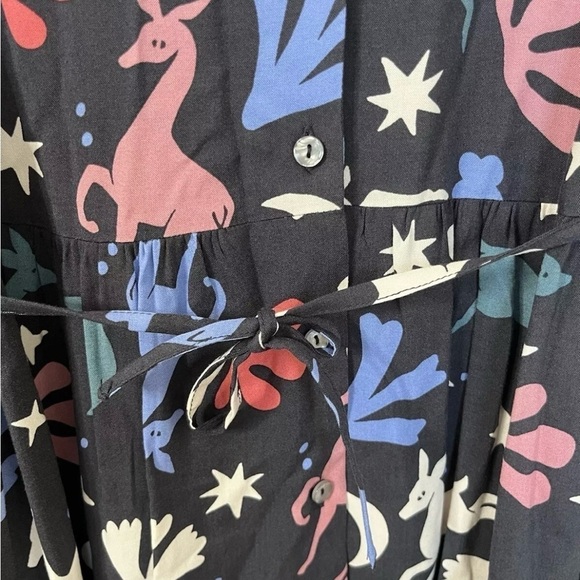 Anorak Love Print Love Planet Midi Animal Print Button Up Dress Size 10 - Picture 7 of 12